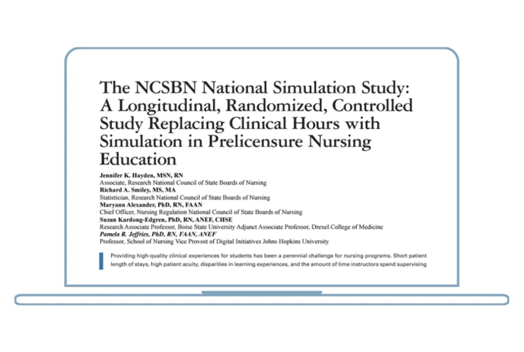 The NCSBN National Simulation Study paper displayed on a laptop screen