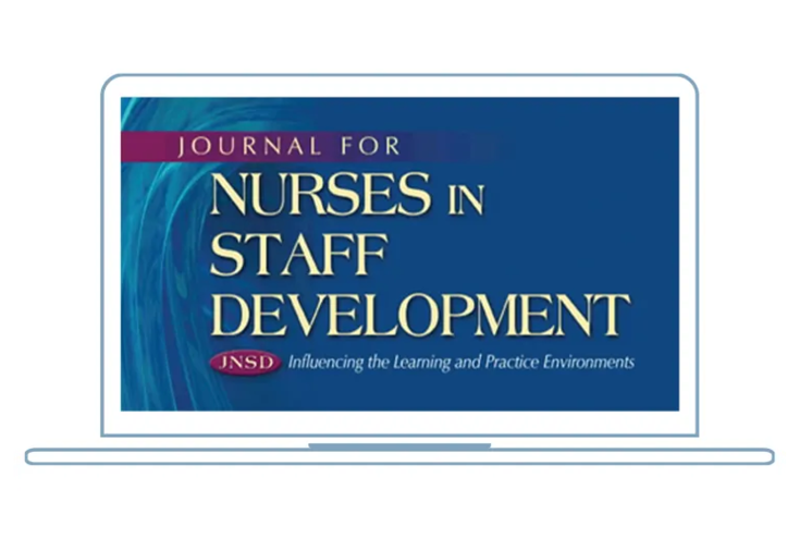 Journal for Nurses in Staff Development journal paper displayed on a laptop screen