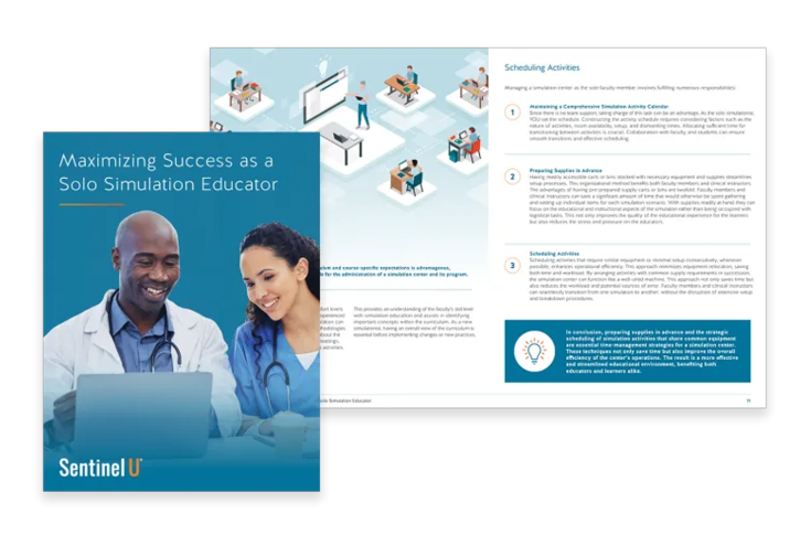 Maximizing Success as a Solo Simulation Educator eBook cover and interior page spread