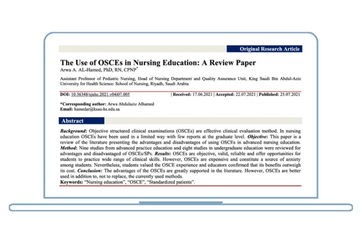 The Use of OSCE’s in Nursing Education paper displayed on a laptop screen