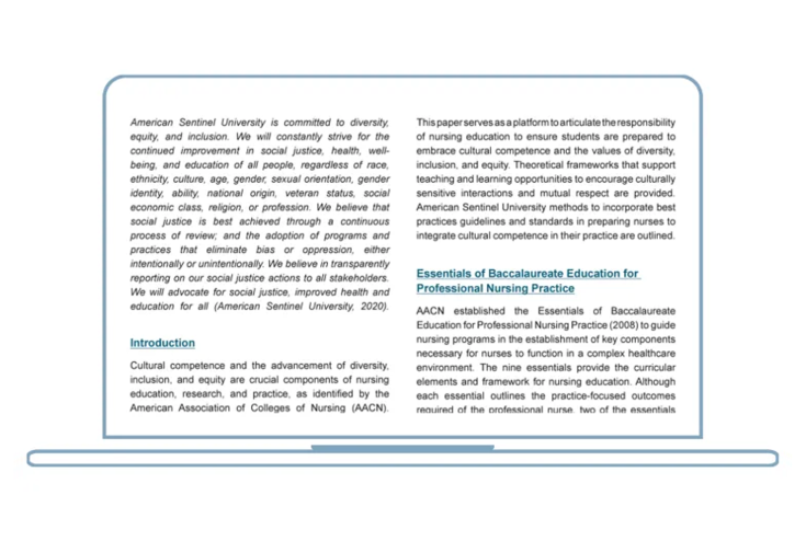 Cultural Competence in Nursing Education paper displayed on a laptop screen