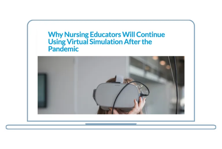 Why Nursing Educators Will Continue Using Virtual Simulation After the Pandemic paper displayed on a laptop screen