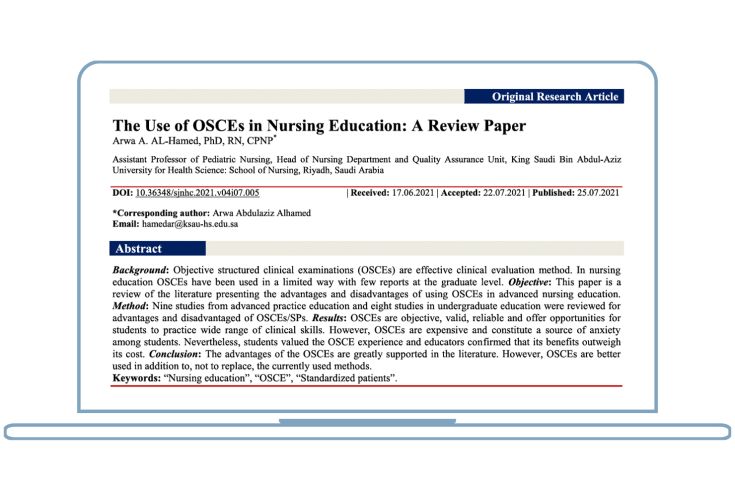 The use of OSCEs article on a laptop screen