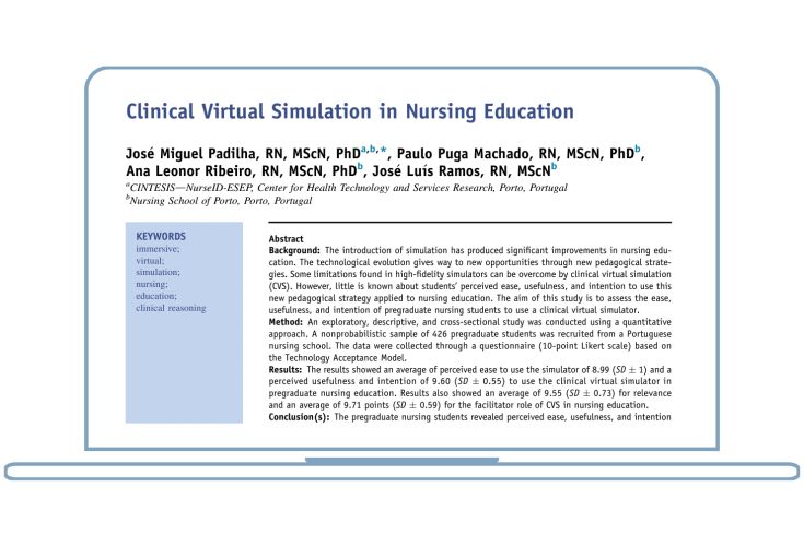 Clinical Virtual Simulation article on a laptop screen