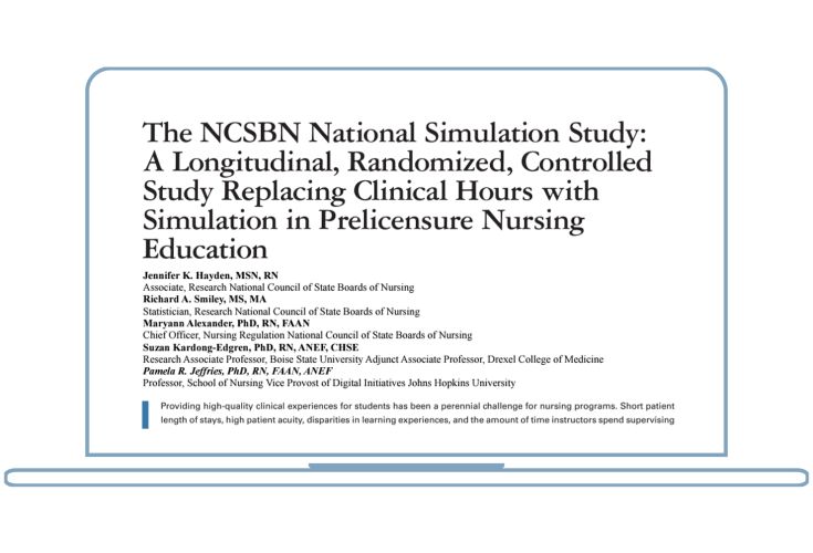 The NCSBN national Simulation Study article on a laptop screen