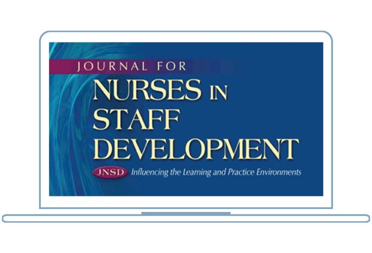 Journals for Nurses in Staff Development on a laptop screen